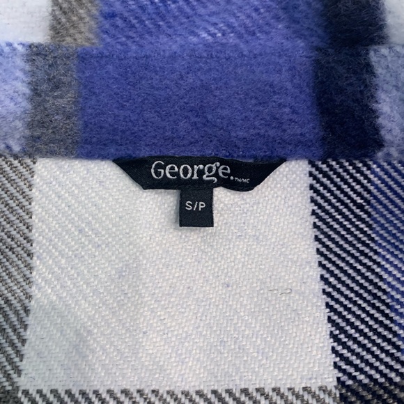 George Oversized Flannel Shacket - Size Small - Blue, White & Grey - Picture 3 of 5